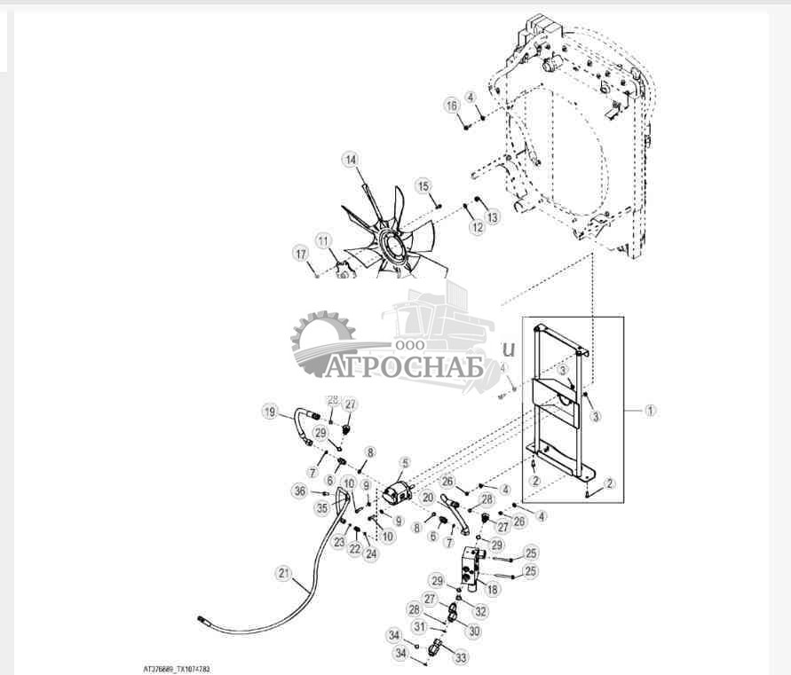 Установка вентилятора 640H, 648H, 848H (гидротрансформатор), 748H (прямой привод) 